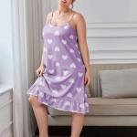 Lavender Heart Print Spaghetti Thin Strap Mini Dress