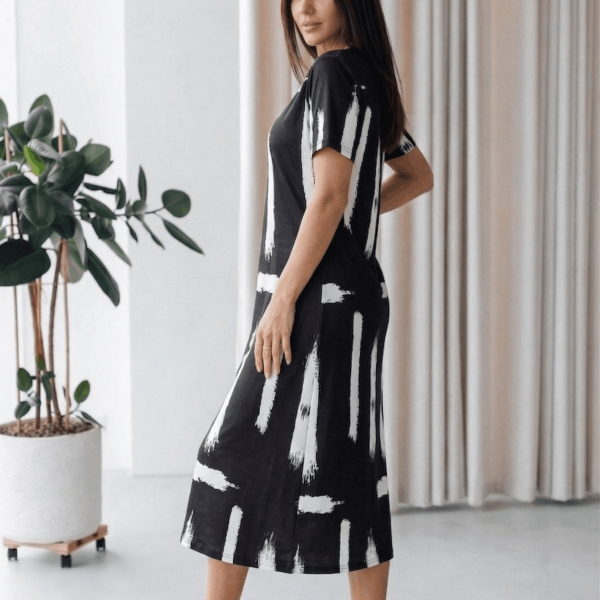 Midnight Brushstroke Cotton Long Nighty