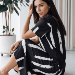 Midnight Brushstroke Cotton Long Nighty