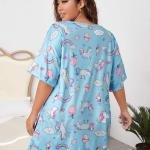 Plus Size Light Blue Sleep Short Nighty for Women