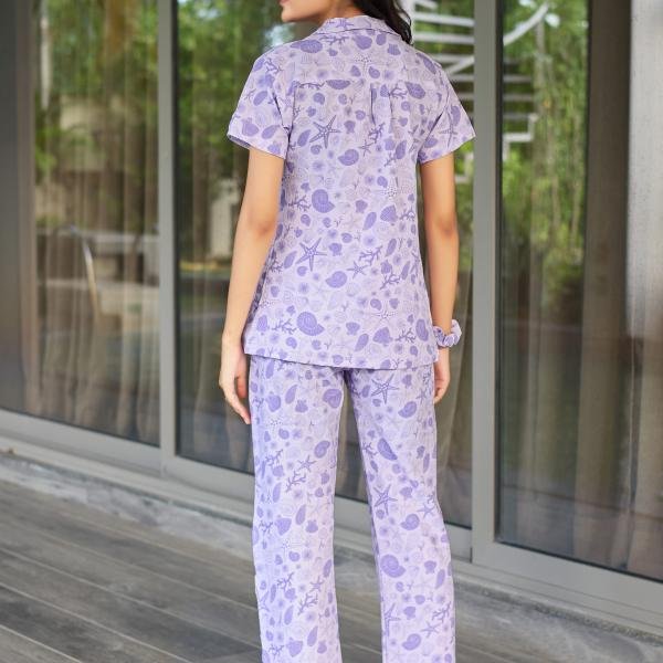 Lavender Mist Floral Thermal Pajamas For Ladies