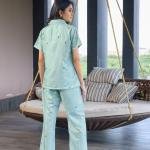 Mint Breeze Pastel Green White Cotton Pyjamas
