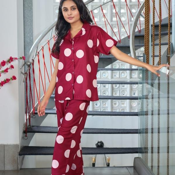 Berry Bliss Polka Dot Linen Pajamas Women