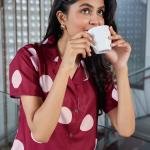 Berry Bliss Polka Dot Linen Pajamas Women