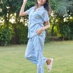 Lazy Club Sky Blue Flamingo Floral Pajama Set