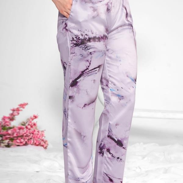 Lavender Mist Marble Print Kaftan Pyjama Set