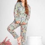 Collar Top with Full Sleeves Women Pyjama Set