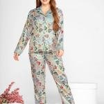 Collar Top with Full Sleeves Women Pyjama Set