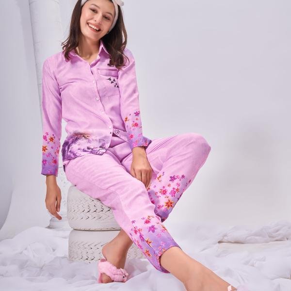 Soft Pink Floral Print Zara Pajama Set