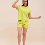 Lime Green Heart Print Ladies Shorts Nightwear