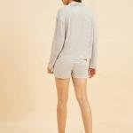 Womens Full Sleeve Button Down Shorts Night Suit